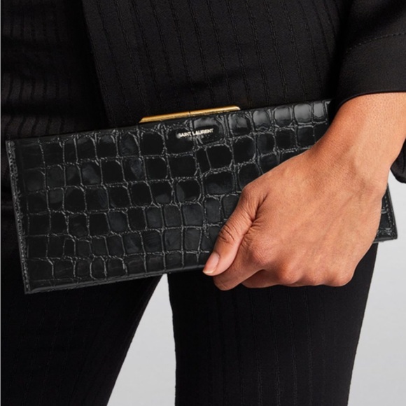 Saint Laurent midnight croc effect leather clutch - Picture 7 of 10